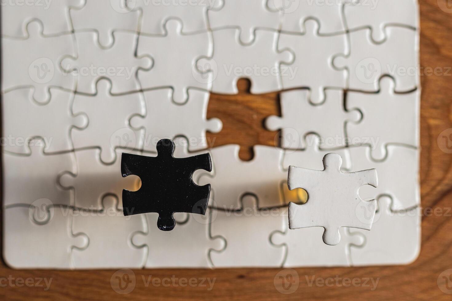 Choosing the right option. Conceptual image using a black and white puzzle photo