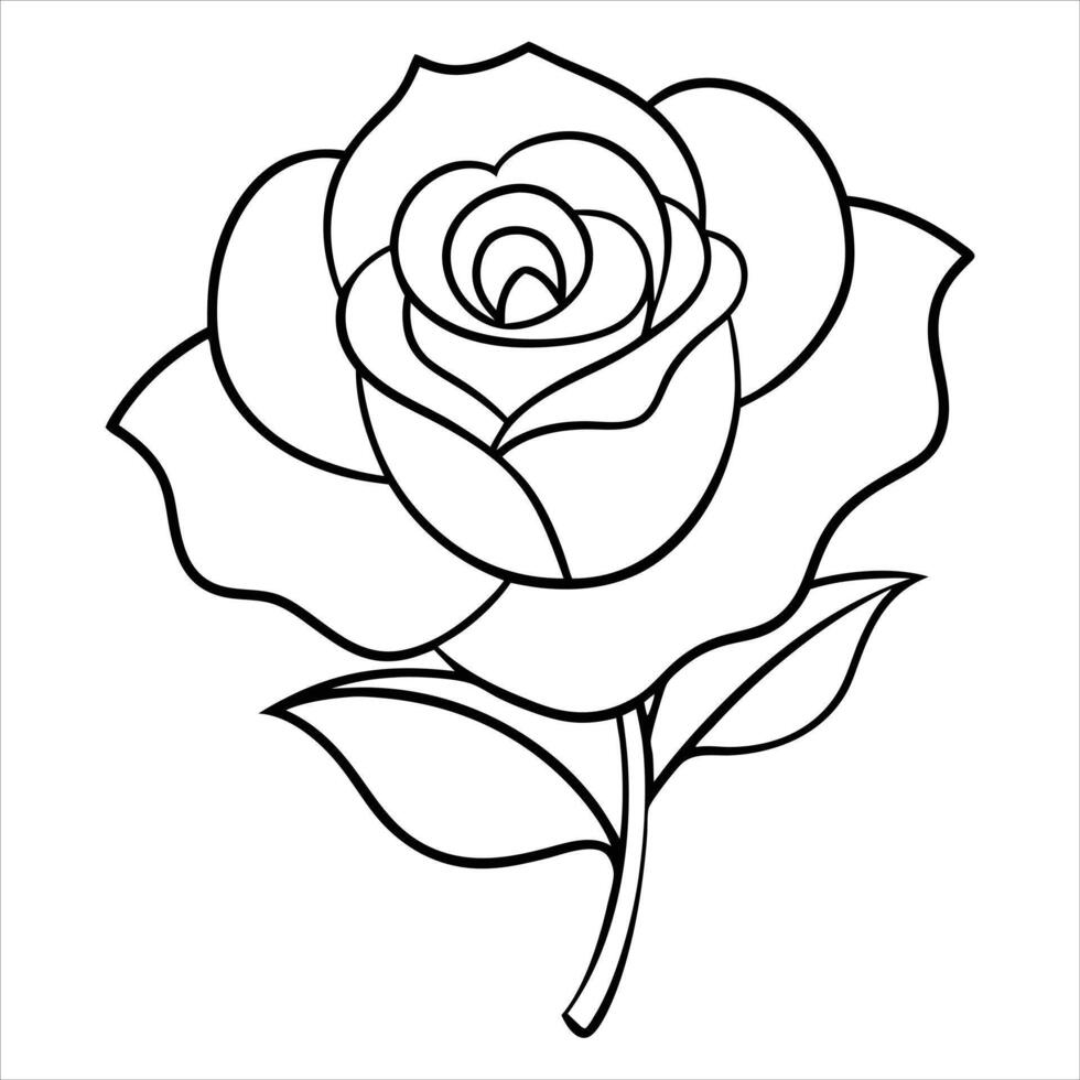 A rose coloring page for kids vector