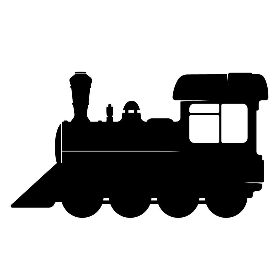Old Fashioned Steam Train Black Silhouette Illustration Icon vector
