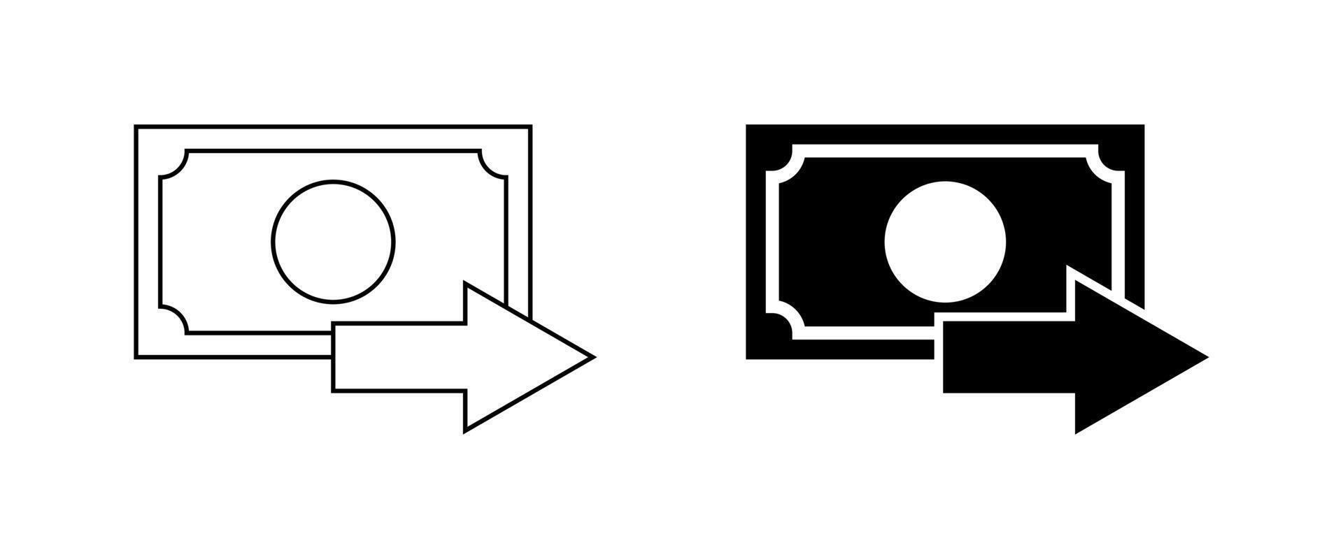 outline silhouette money transfer icon set vector