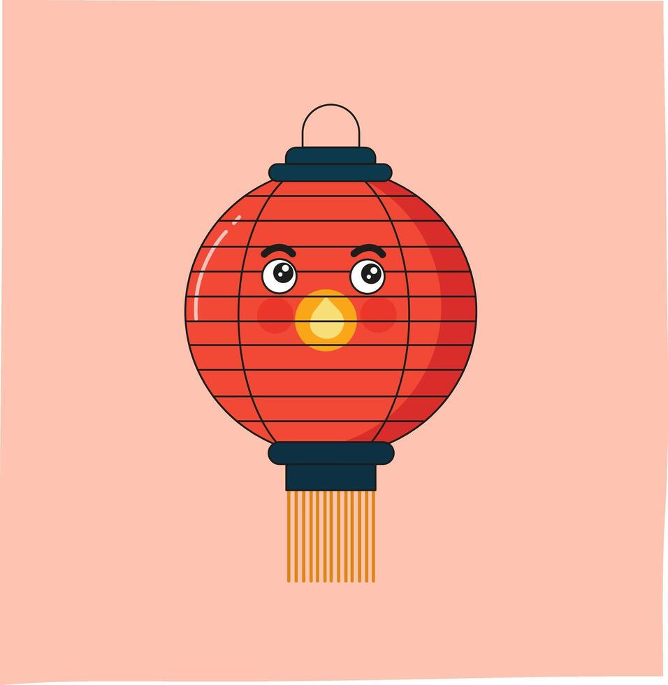 cute lantern doodle cartoon illustration, suitable for related content and mascots vector