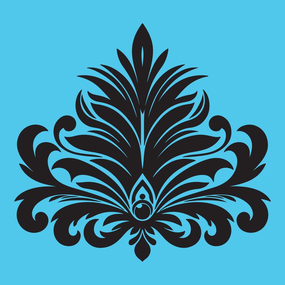 Elegant Black Floral Ornamental Design on Light Blue Background Perfect for Classic Art, and Vintage Style Projects vector