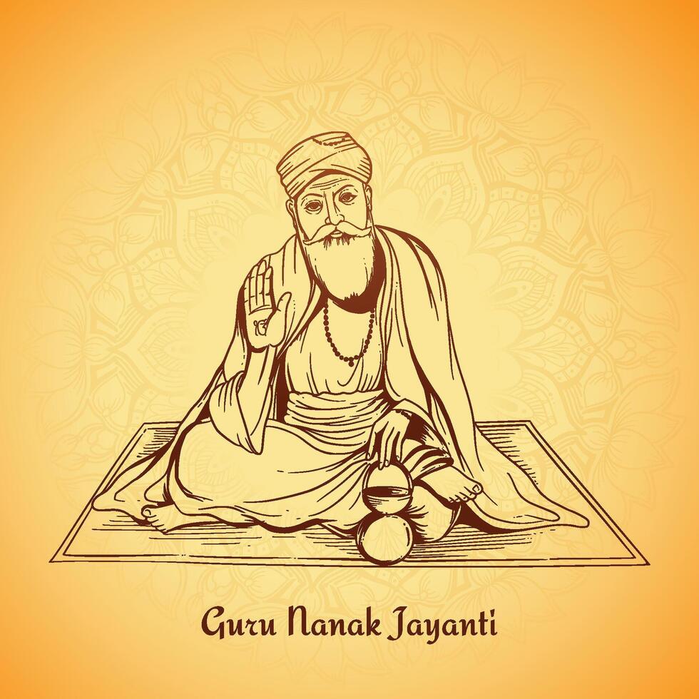 Guru Nanak Jayanti celebrates the birth of the first Sikh Guru background vector