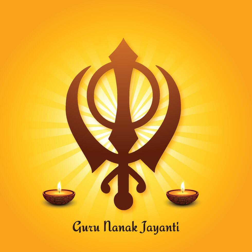 India hindu sikh celebration guru nanak jayanti card background vector