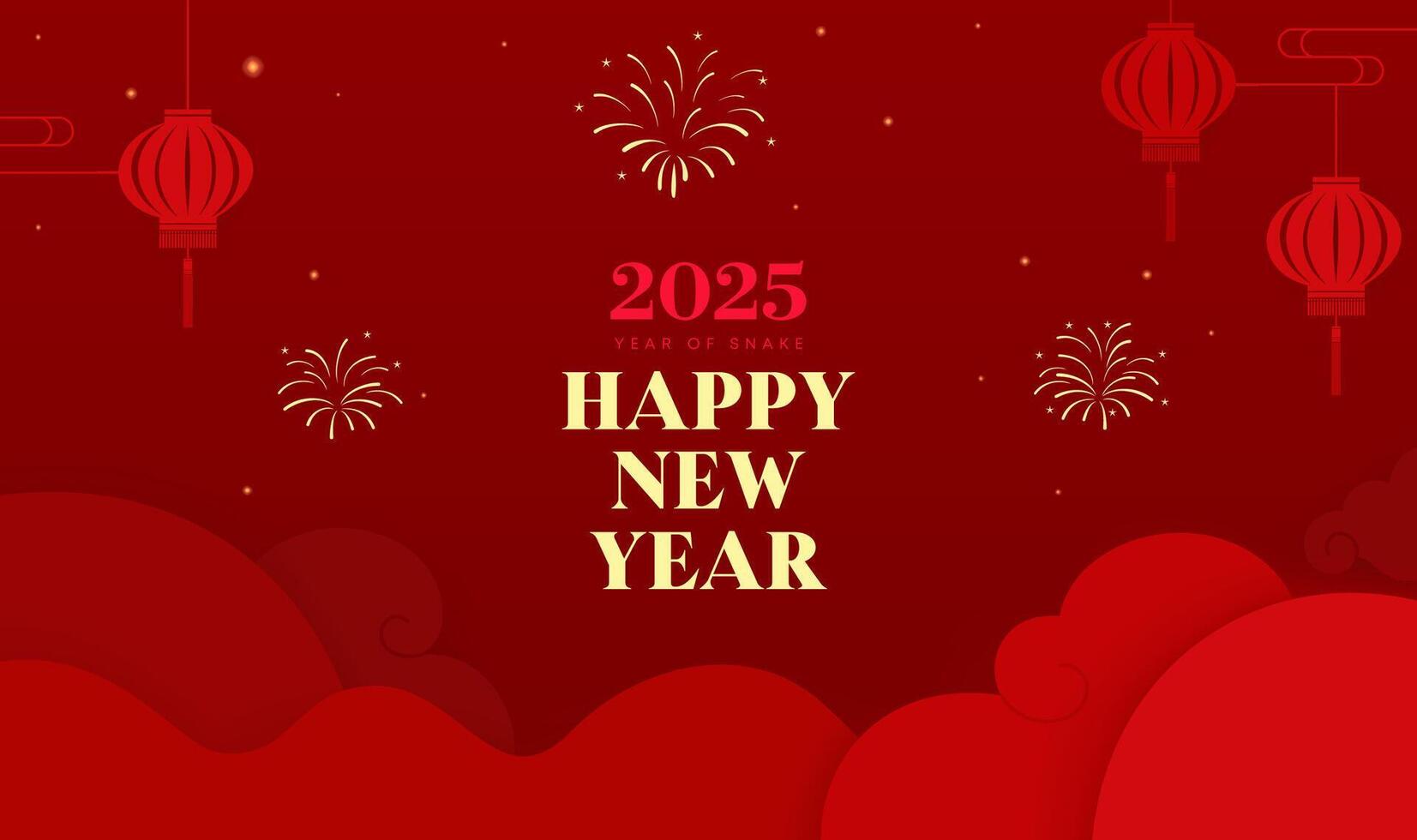 Spring Festival background design to celebrate the Year of the Snake fireworks and lanterns vector