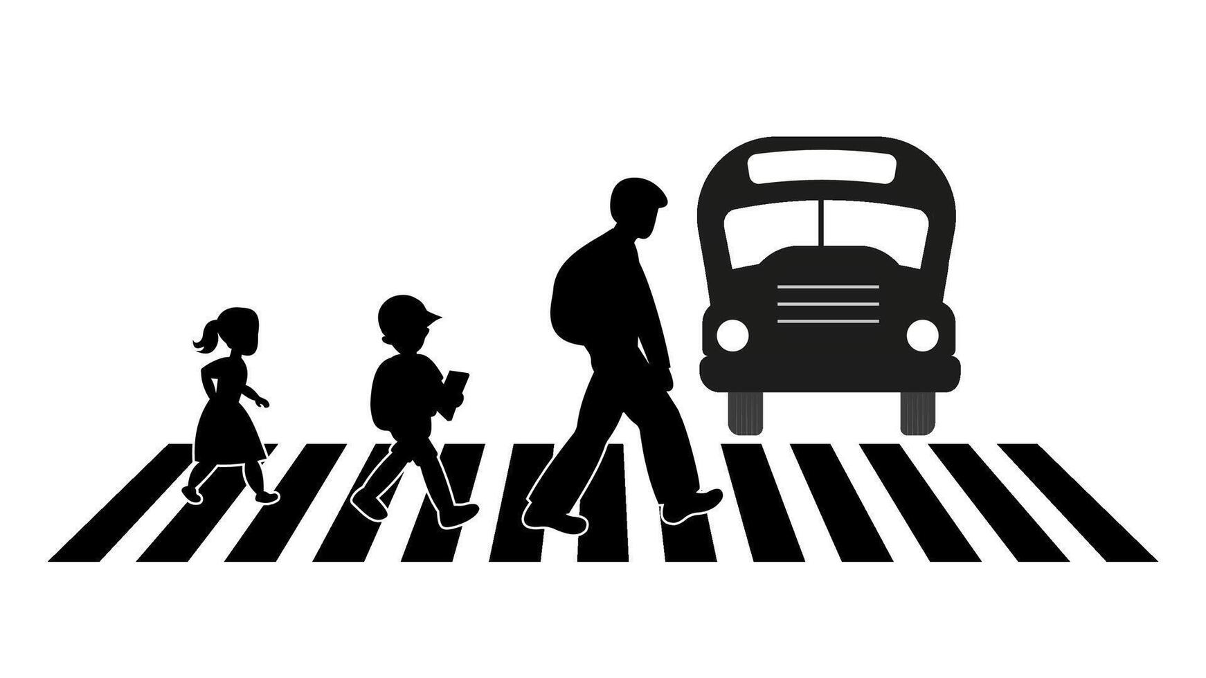 Children crossing a zebra crossing sign vector