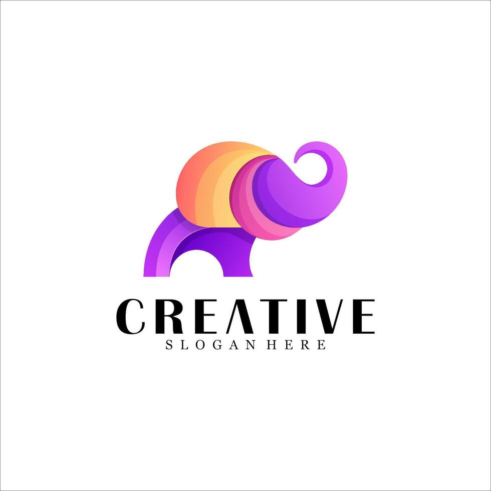 Colorful abstract elephant logo design vector