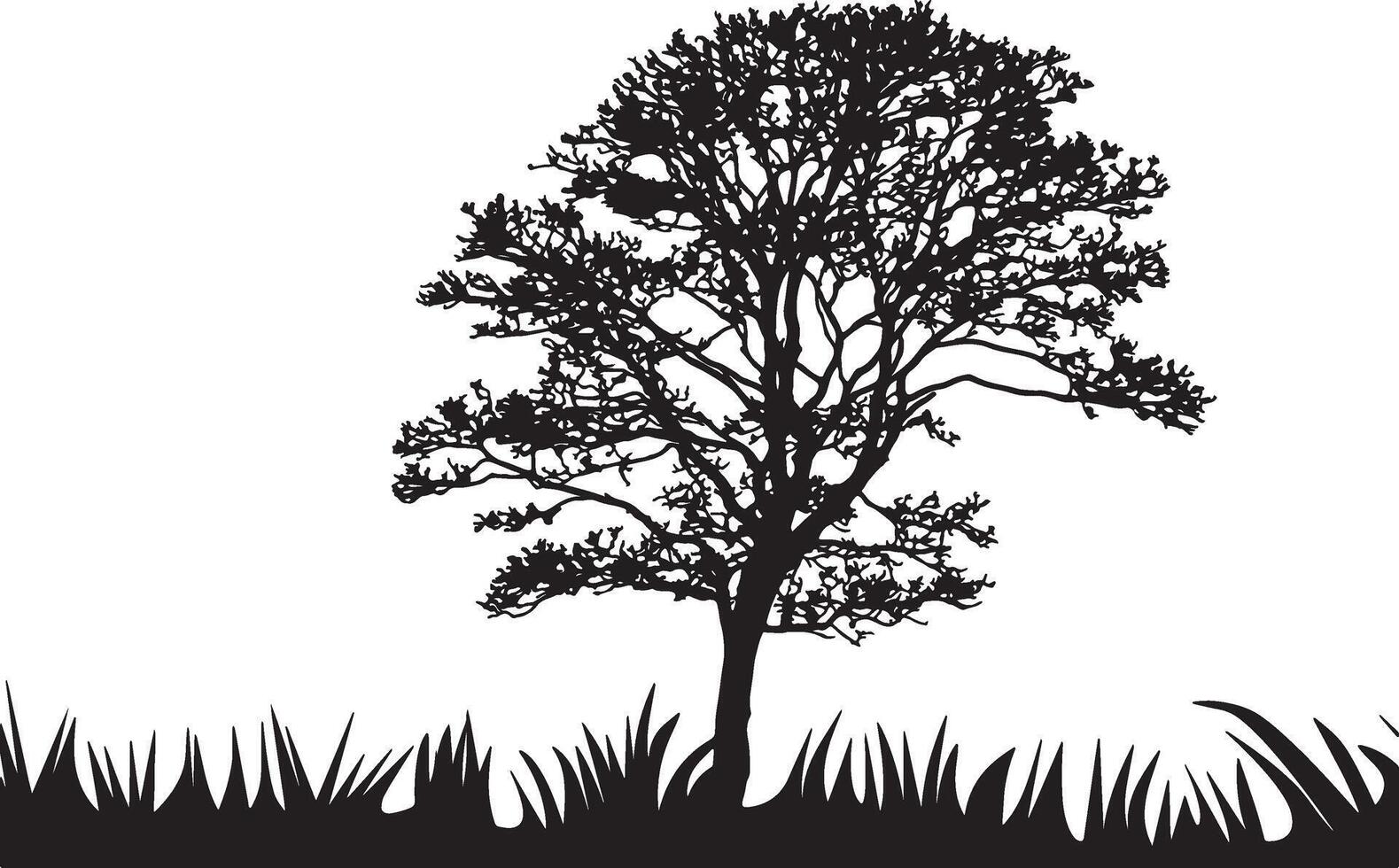 Tree and grass Silhouette image vector
