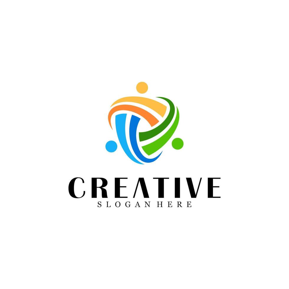 Abstract teamwork logo design vector