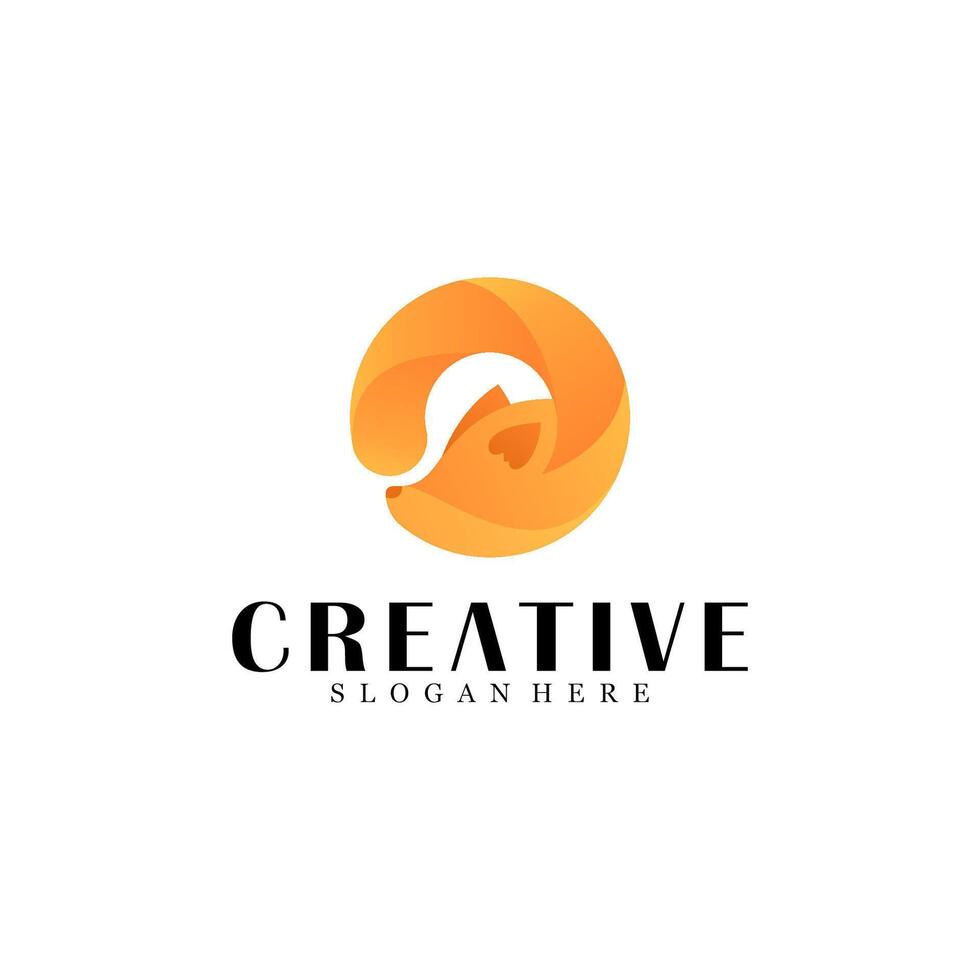 Abstract fox with circle logo design vector