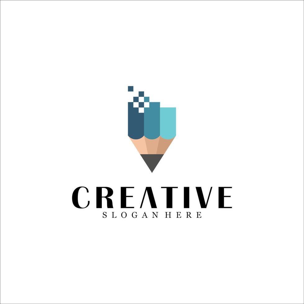 Abstract digital pencil logo design vector