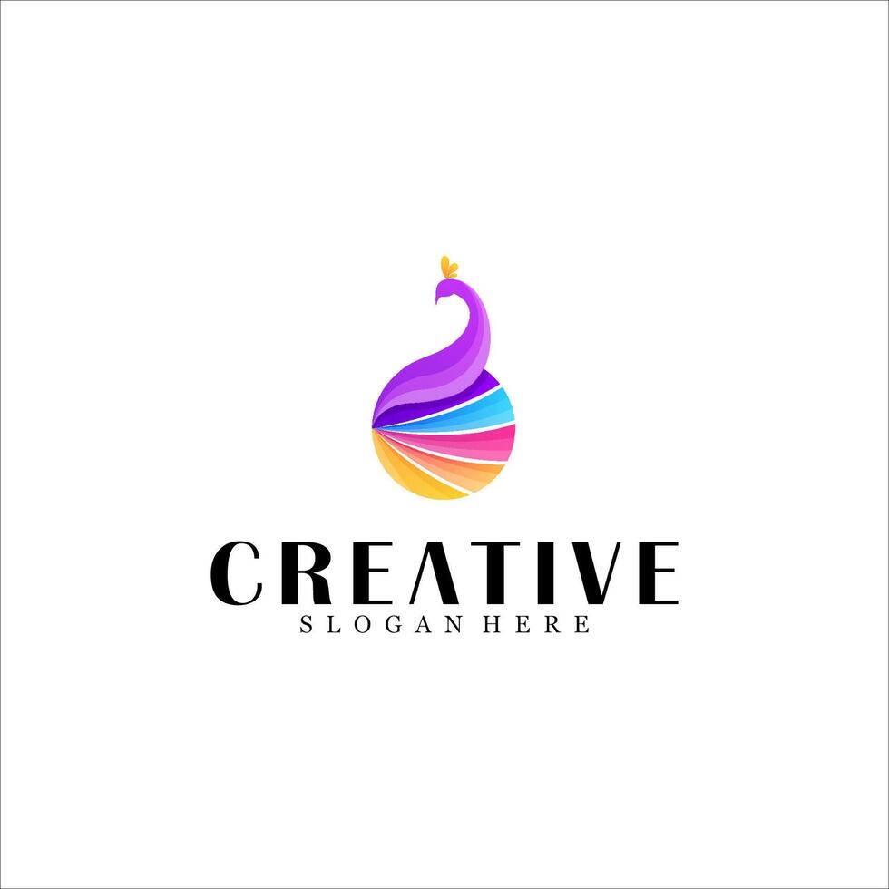 Colorful abstract peacock logo design vector