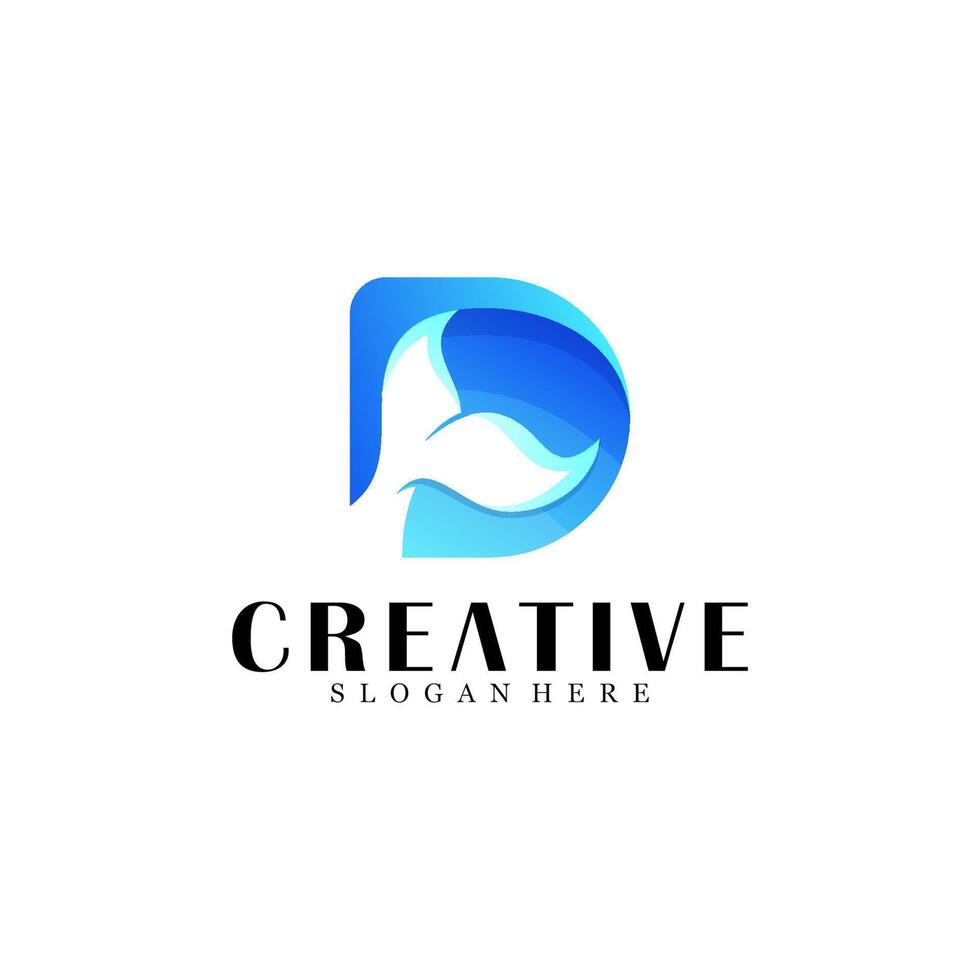 Abstract whale logo design vector