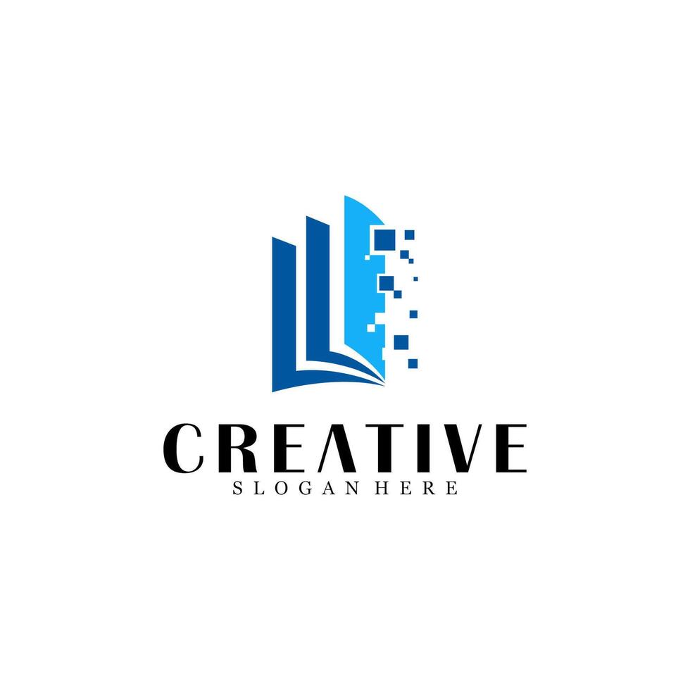 Abstract digital book logo design vector