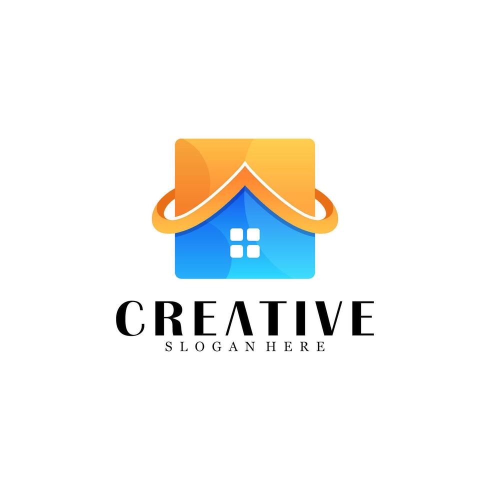 Abstract square house logo design vector