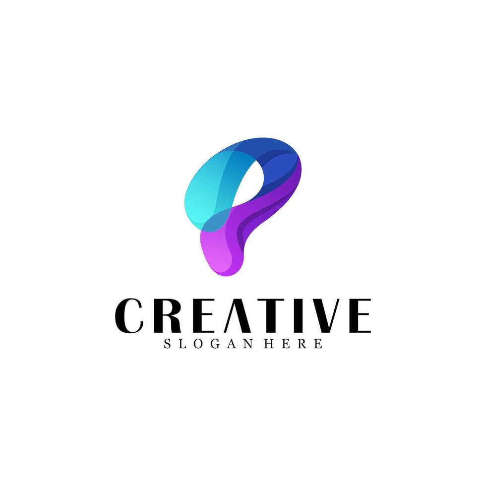 Abstract letter p logo design vector