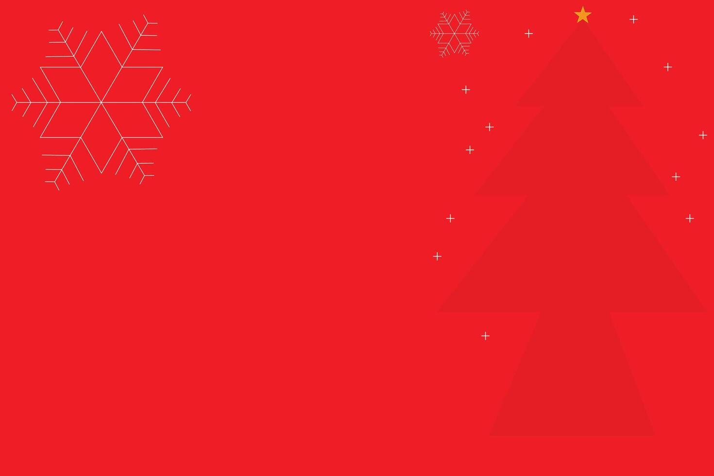 simple red christmas background template with christmas tree stars and snowflakes vector