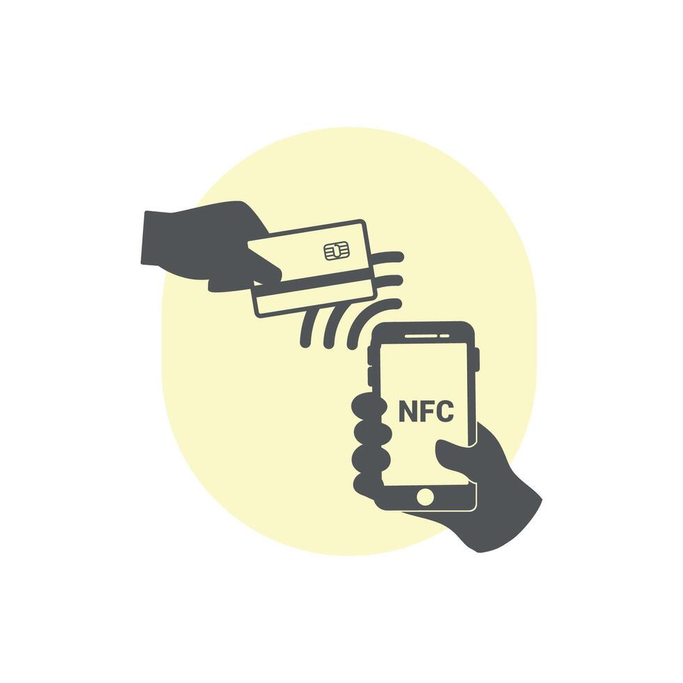 illustration of NFC flat design, card and smartphone in hand. vector