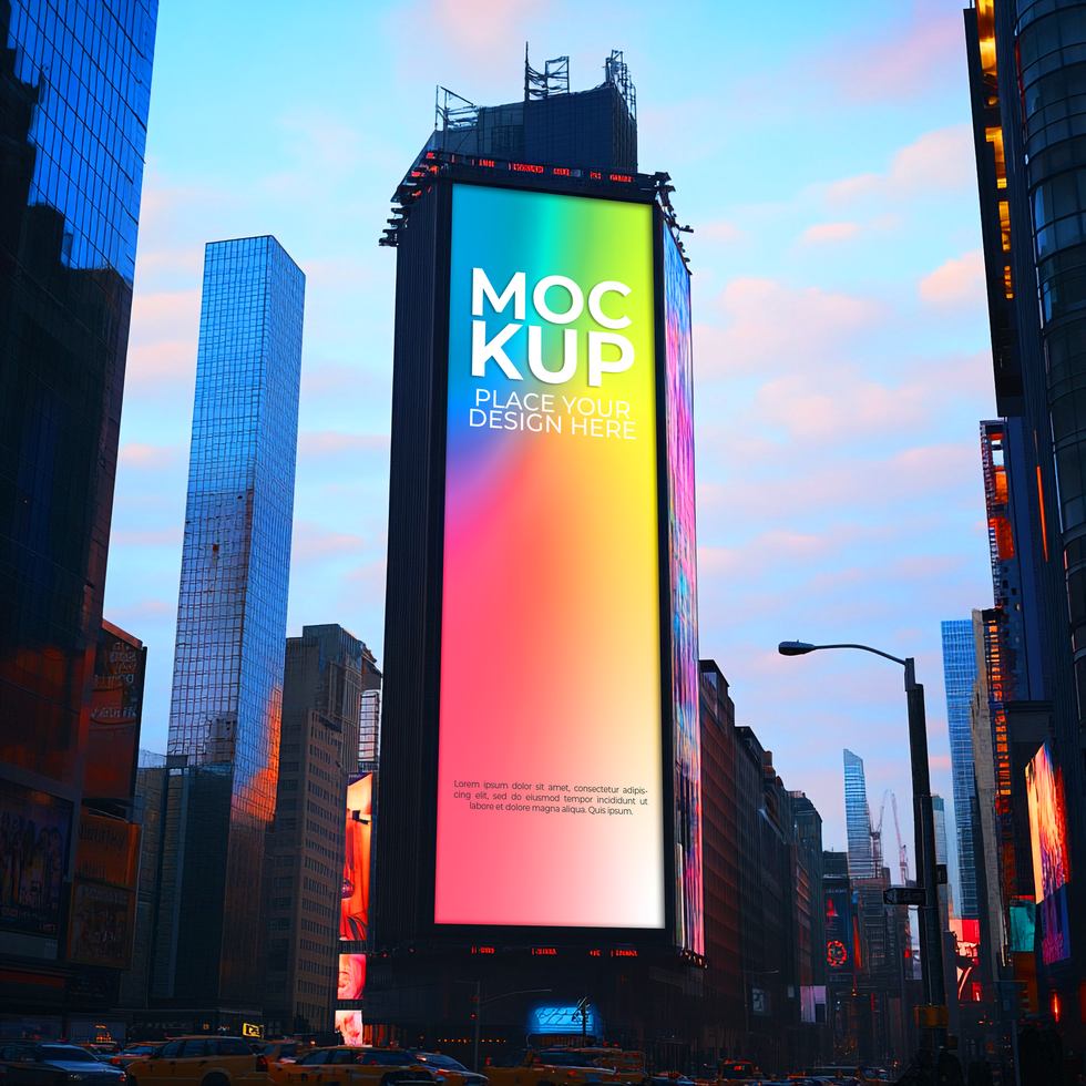 A large billboard with a colorful design on it psd