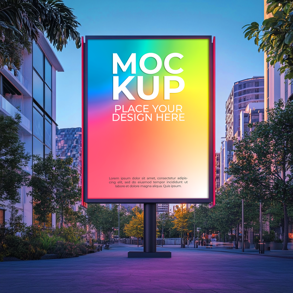 Colorful Mockup of a billboard on the street psd