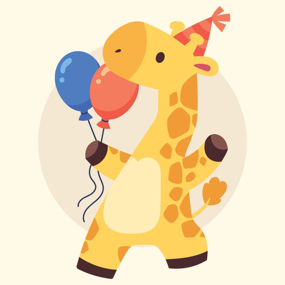 giraffe animal birthday illustration vector
