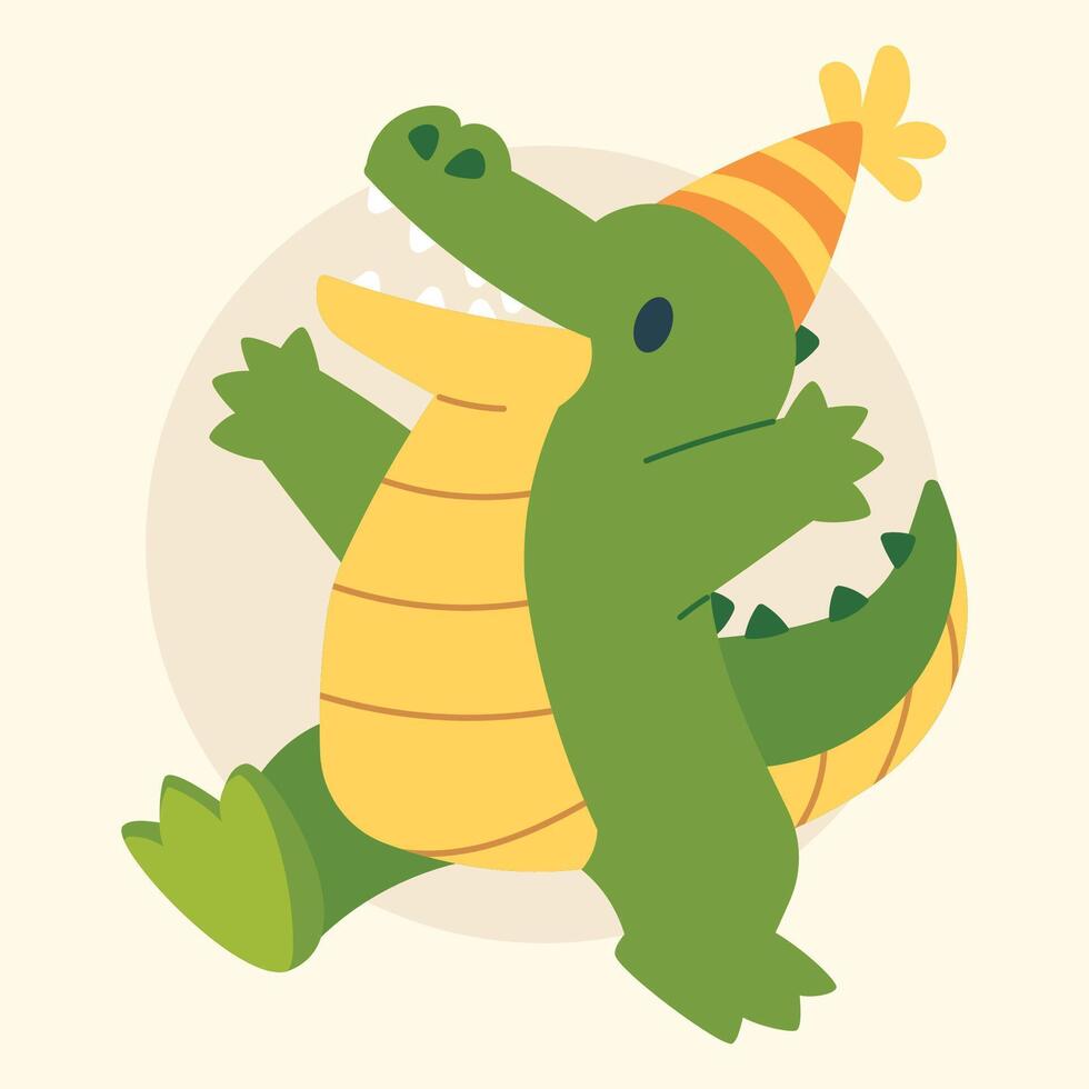 crocodille animal birthday illustration vector