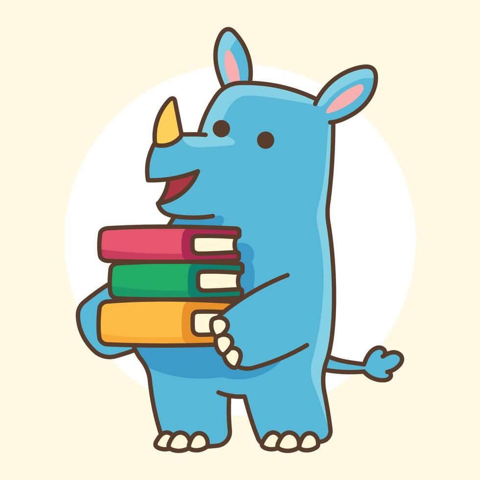 cute rhino illustration vector