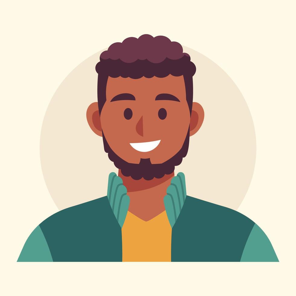 avatar curly man character illustration vector
