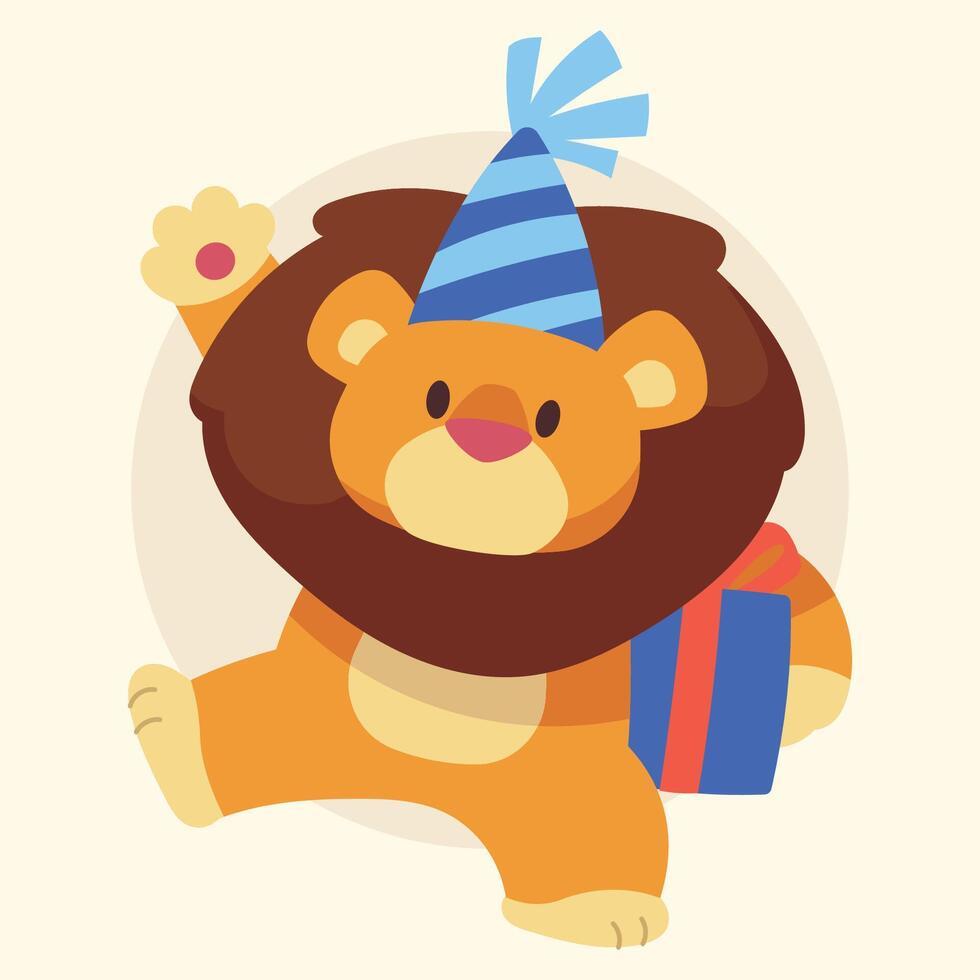 lion animal birthday illustration vector