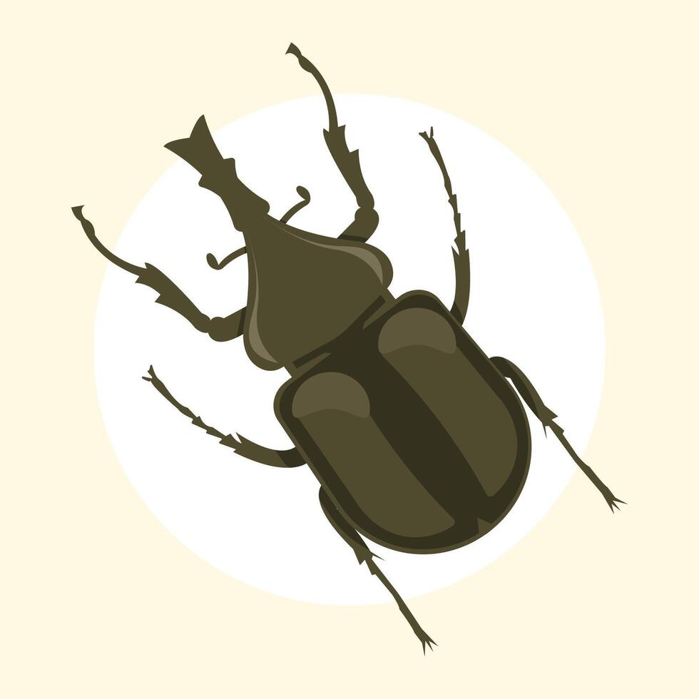 cute horned beetle insect vector