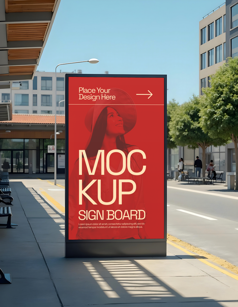 outside marketing terminal sign poster marketing mockup psd