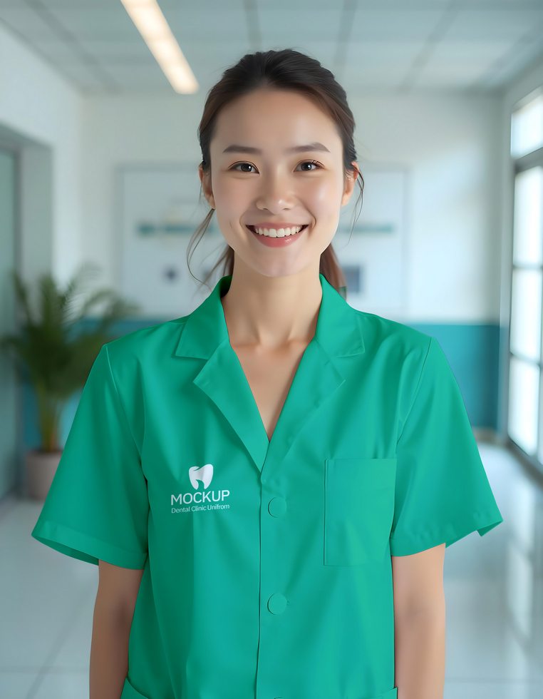 uniform woman branding dentist mockup psd