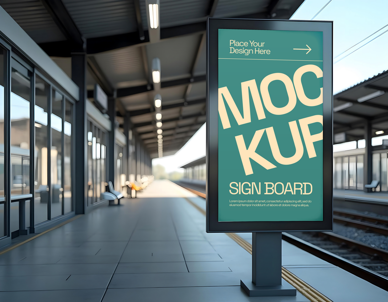 front terminal ads vertical sign poster marketing mockup psd
