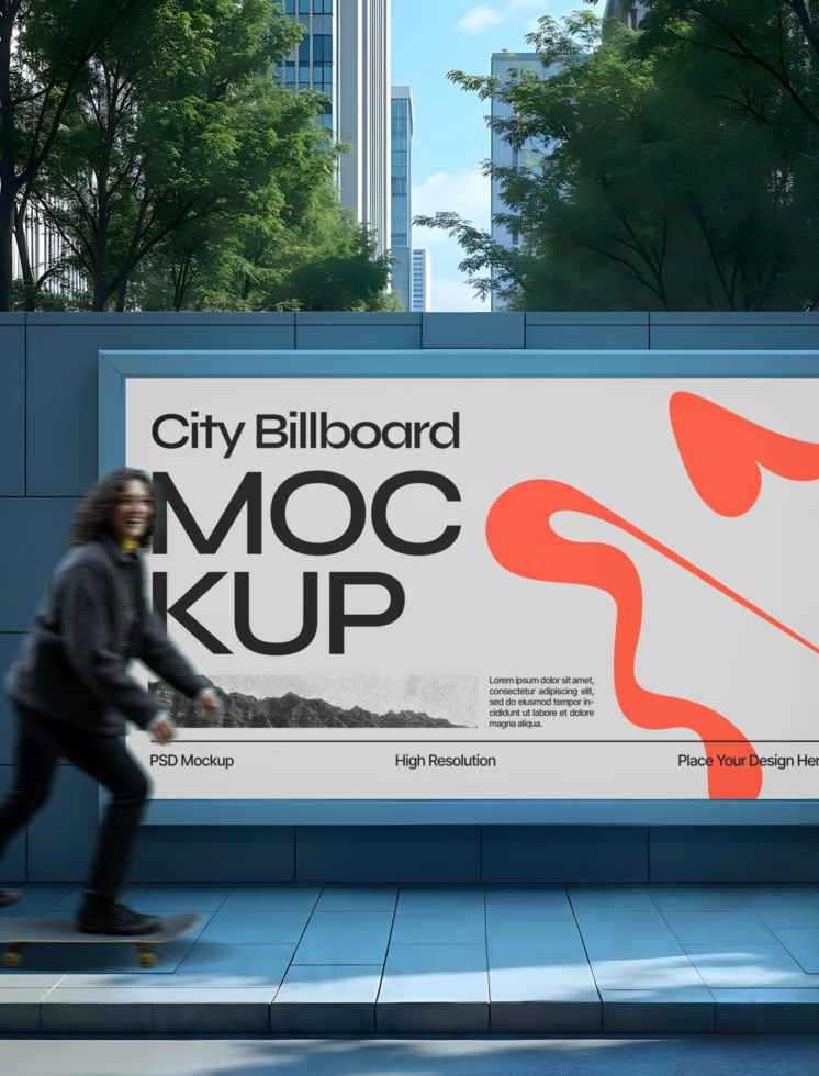street square billboard city ads mockup psd