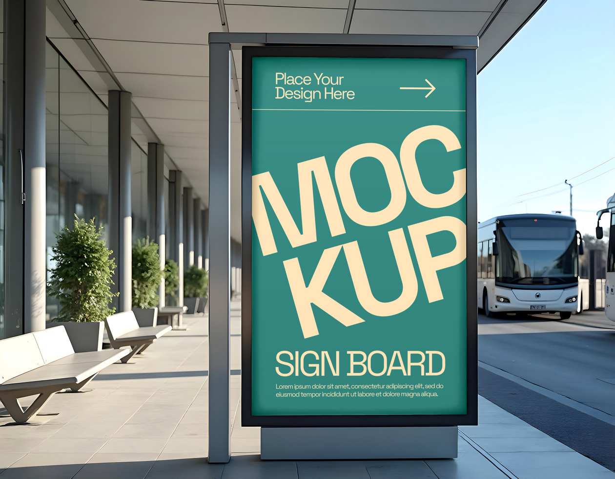 front vertical terminal sign poster marketing mockup psd