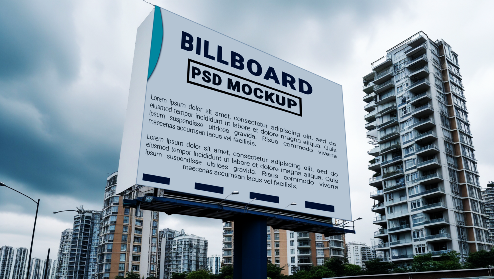 Modern blank billboard design ready for advertisements in emerging urban markets psd