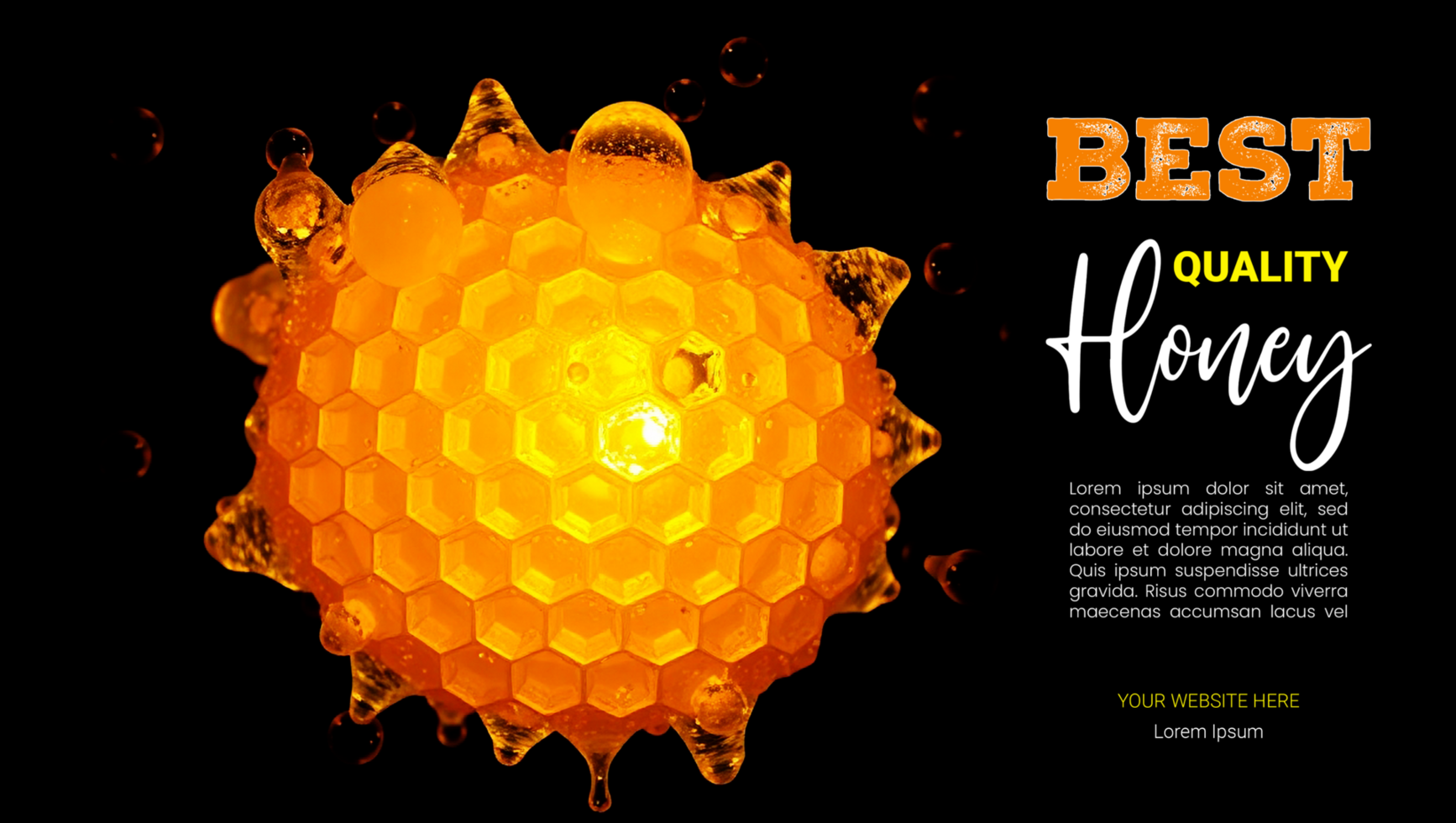 Pure honey from a healthy beehive with golden delicious flavor psd