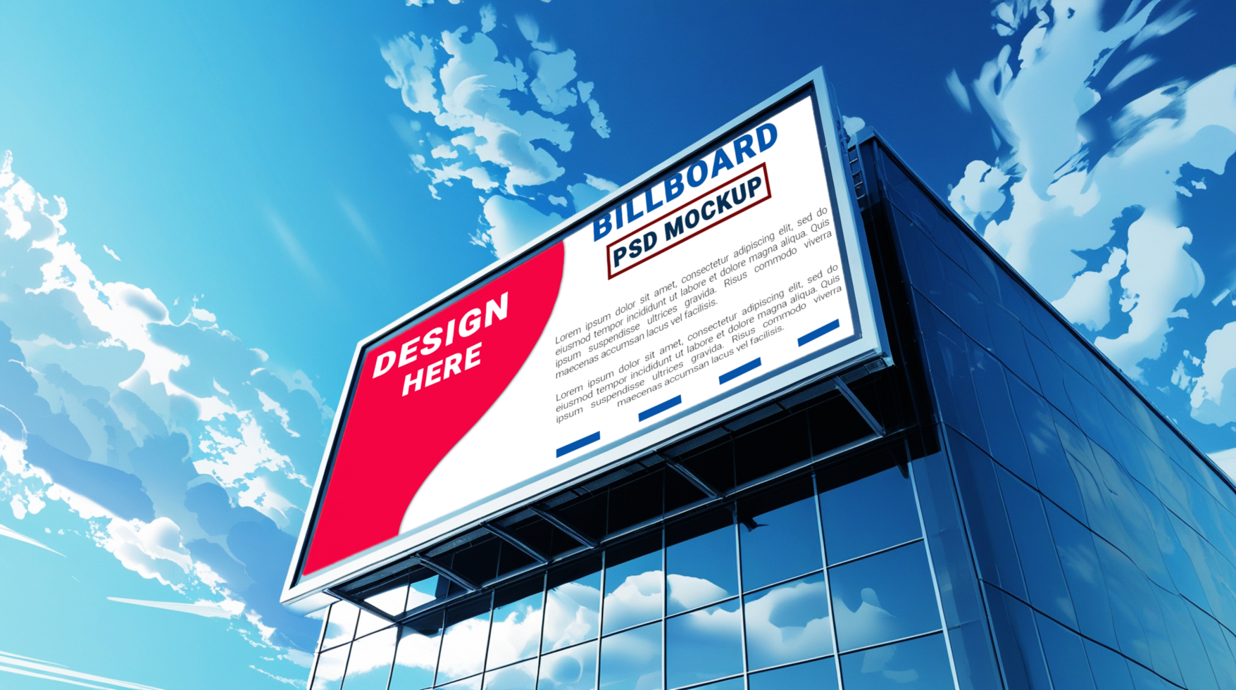 Modern blank billboard mockup design rendering for outdoor advertising in a metropolis psd