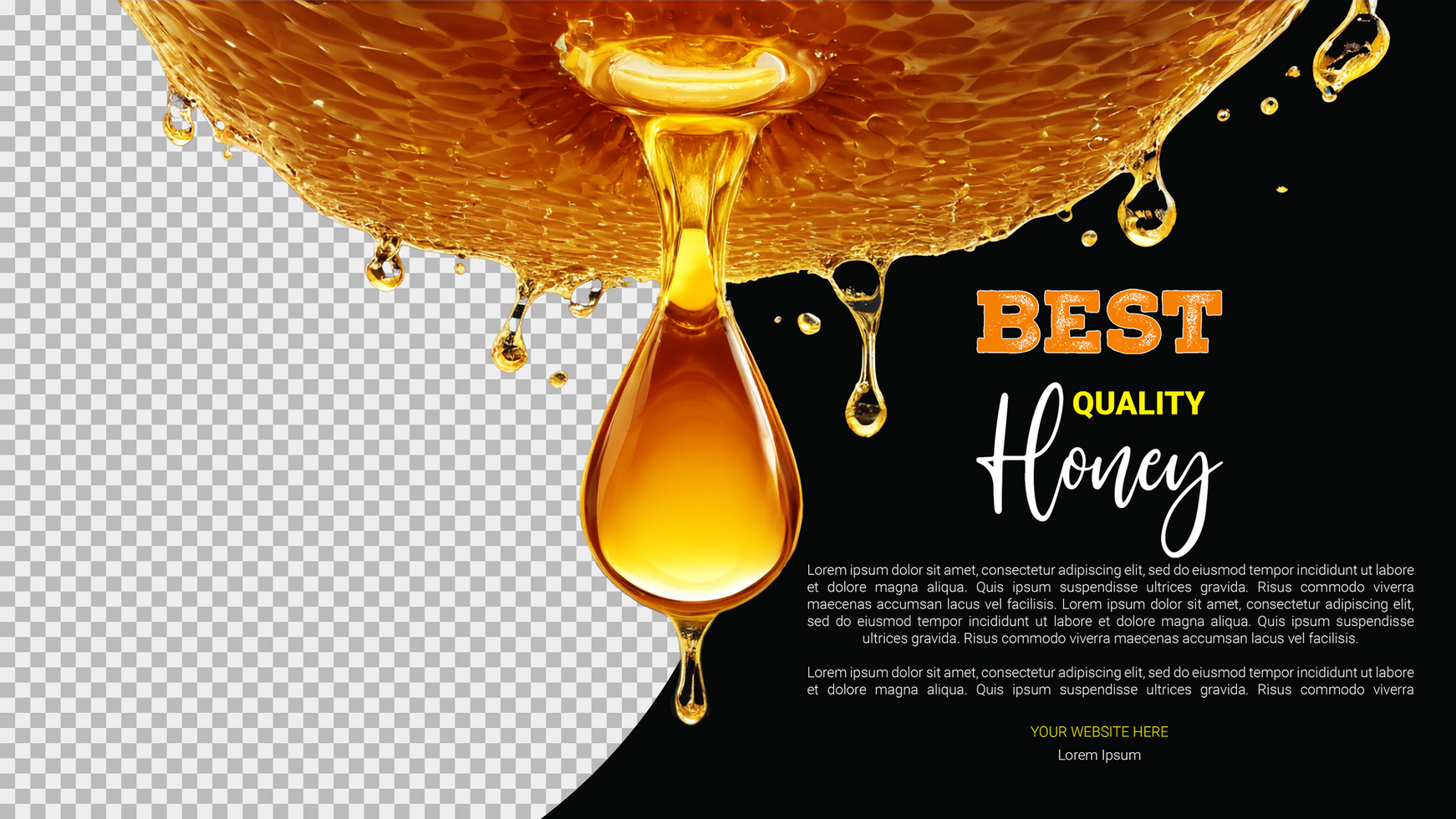 Beekeeping honey product with pure honeycomb freshness psd