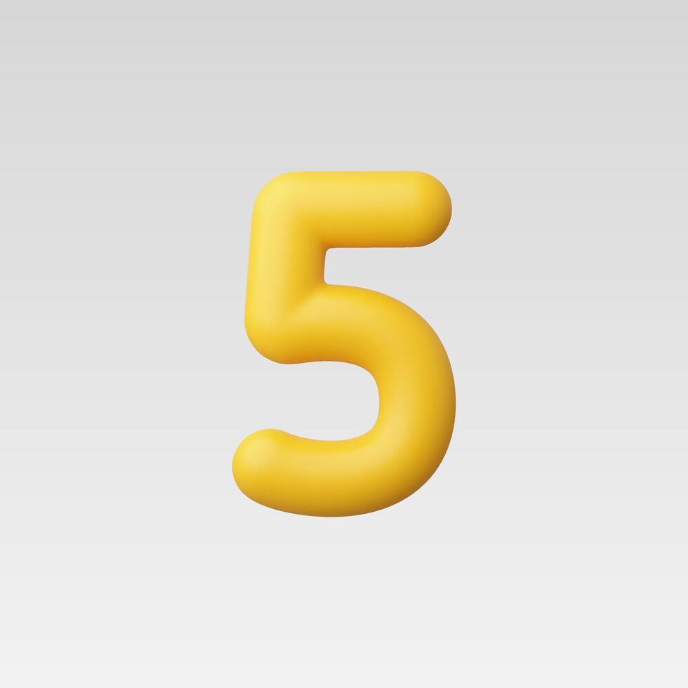 3d Realistic Number Five illustration vector