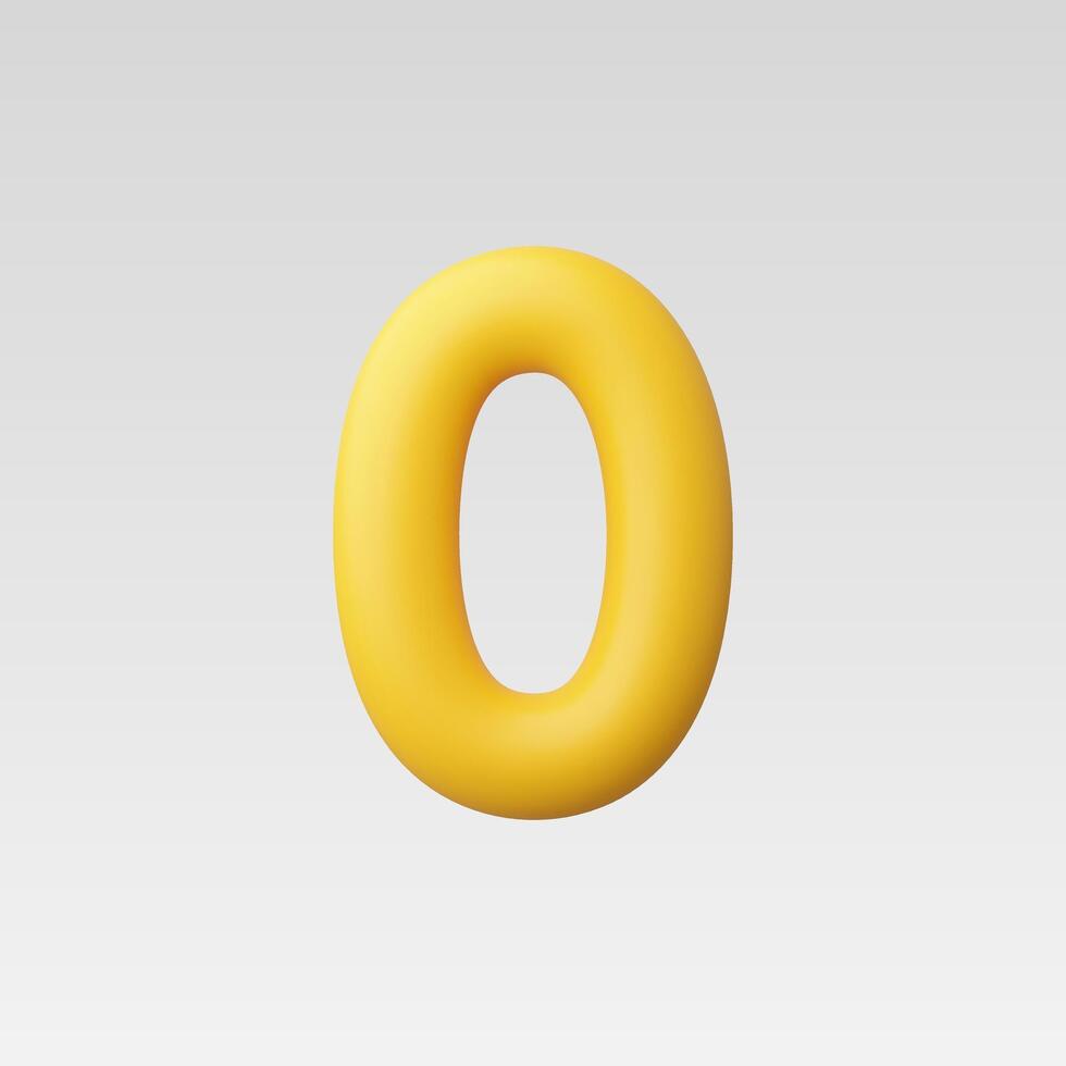 3d Realistic Number Zero illustration vector