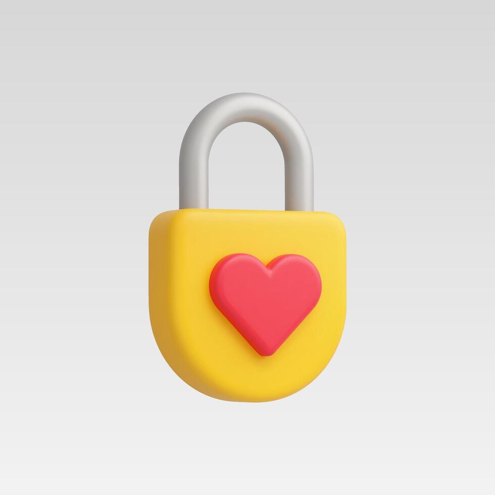 3d Realistic Padlock icons of love Icon illustration vector