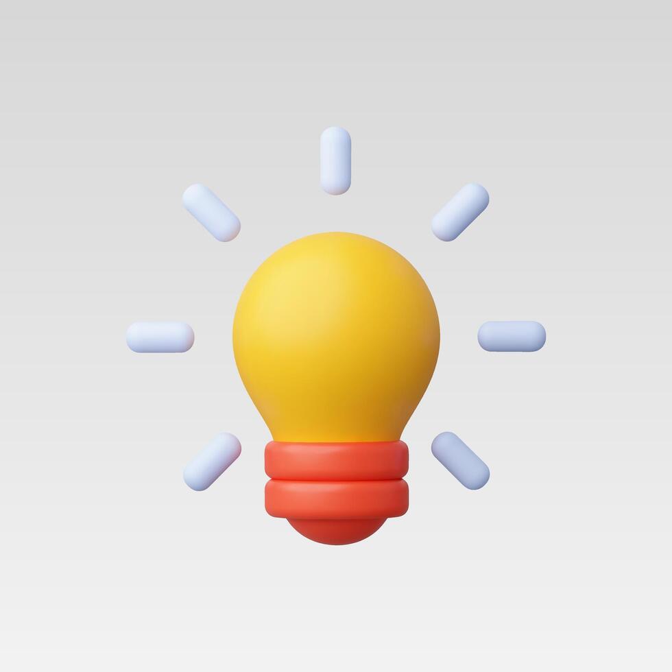 3d Realistic yellow lightbulb illustration vector