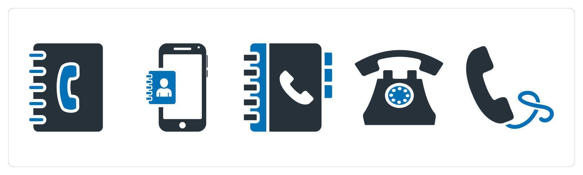A set of 5 mix icons as business contacts, mobile contacts, contacts book vector
