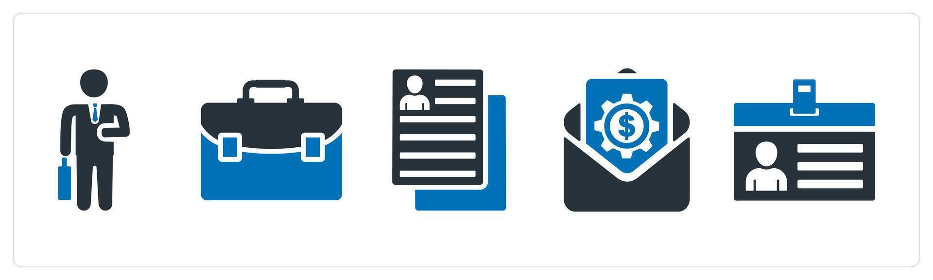 A set of 5 mix icons as businessman, portfolio, user details vector