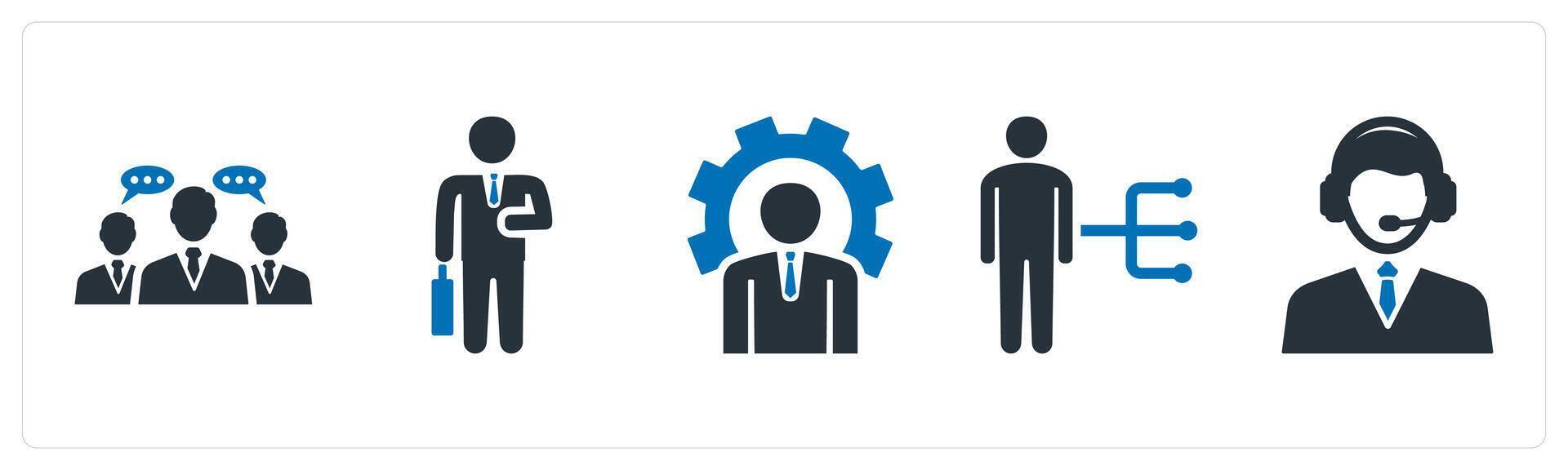 A set of 5 mix icons as business conversation, businessman, business management vector