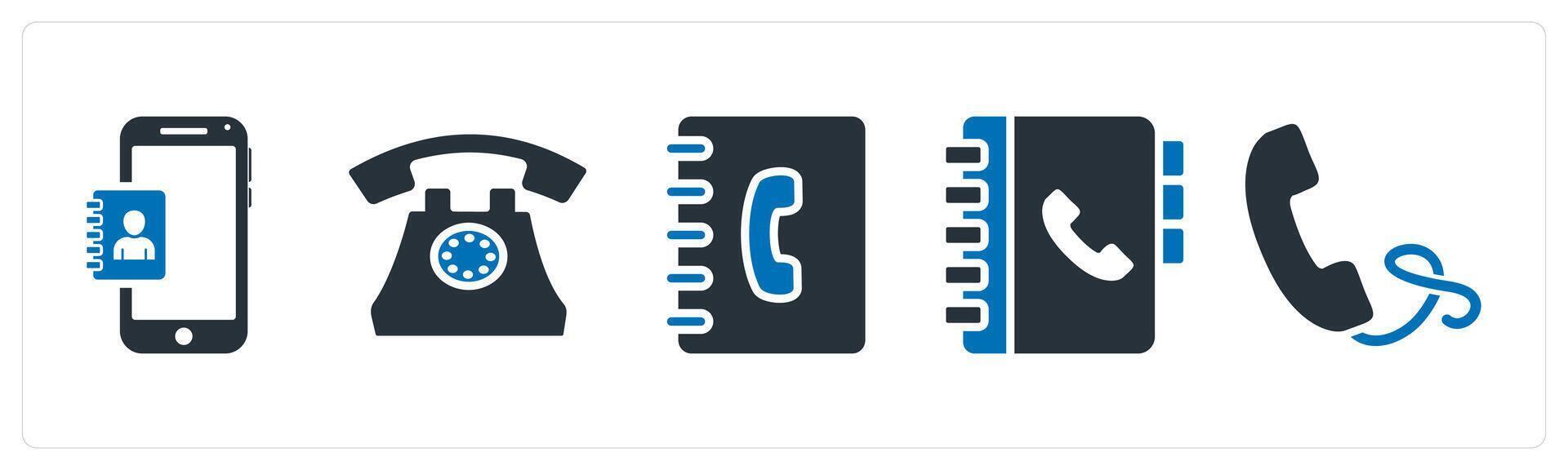 A set of 5 mix icons as mobile contacts, landline, business contacts vector