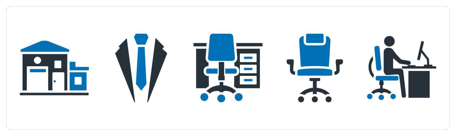 A set of 5 mix icons as office, business suite, office table vector