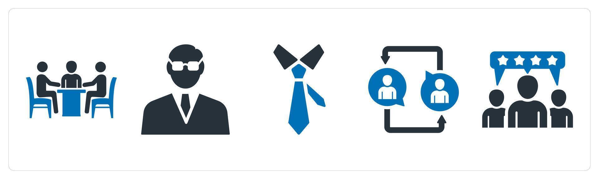 A set of 5 mix icons as meeting, businessman, tie vector