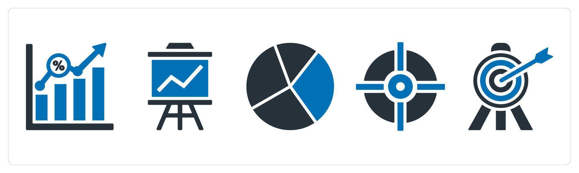 A set of 5 mix icons as business growth, board presentation, pie chart vector
